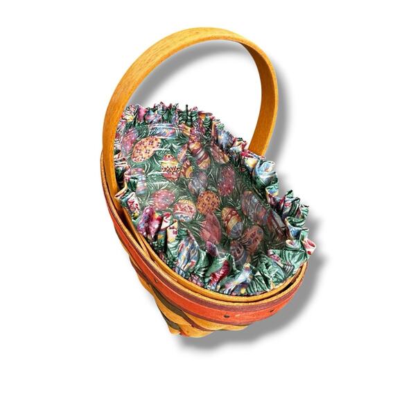 Longaberger Vtg 1997 Small Easter Basket 8 x 4.5 x 3 Oval w/ Liner & Protector - Picture 2 of 3